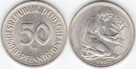 1982 D Germany 50 Pfennig A005114